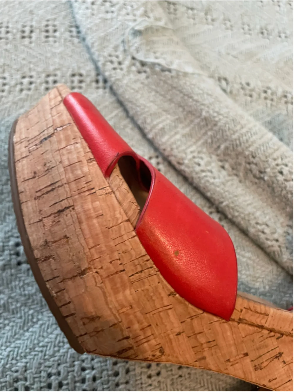 MICHAEL Michael Kors Women's Orange Red Cork Wedge Sandals